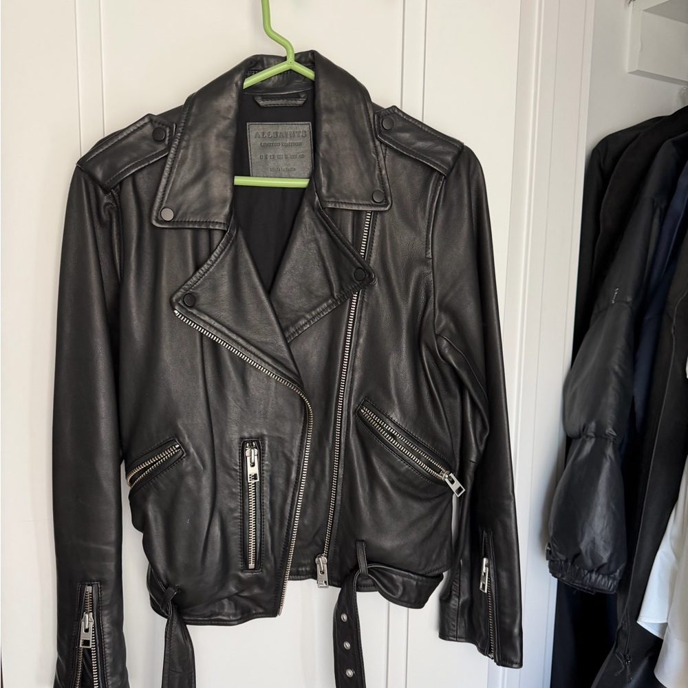 All Saints Black Leather Biker Jacket LIMITED EDITION